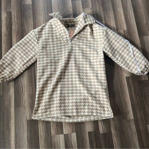 Missguided Heavyweight Pullover Coat White And Brown Houndstooth Pattern